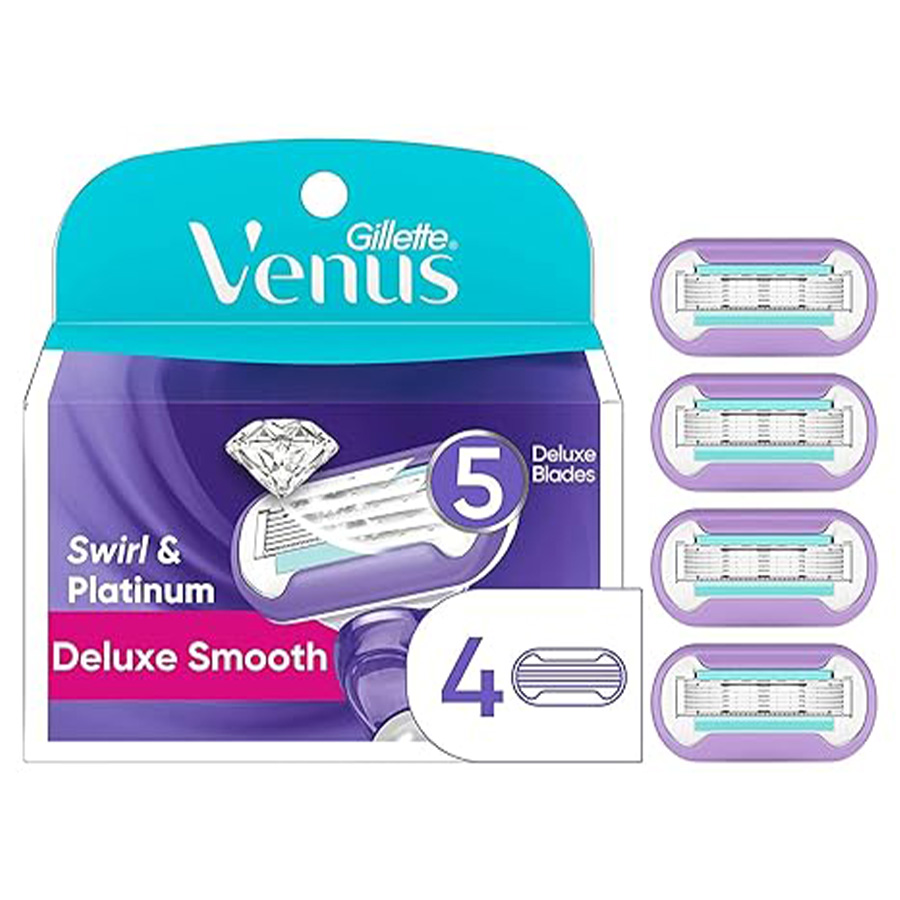 GILLETTE VENUS DELUX SMOOTH SWIRL CARTRIDGE 4 CT