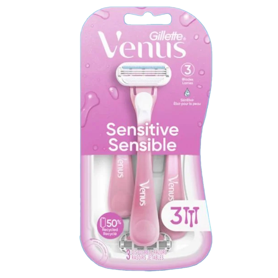 GILLETTE VENUS DISPOSABLE RAZORS 3 CT SENSITIVE SENSIBLE