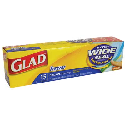 GLAD FREEZER BAG 15 CT 10.56 X 10.75 IN GL ZIPPER