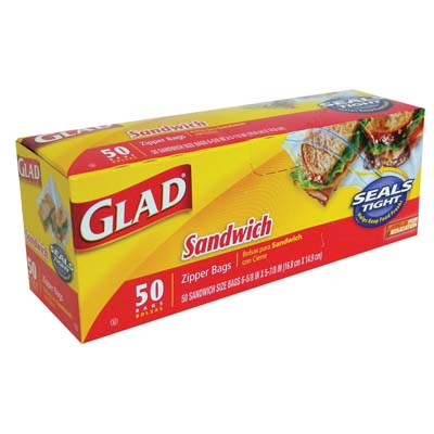 GLAD SANDWICH BAG 50 CT 6.62 X 5.87 IN ZIPPER