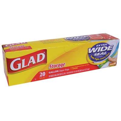 GLAD STORAGE BAG 20 CT 10.5 X 10.75 IN GL ZIPPER
