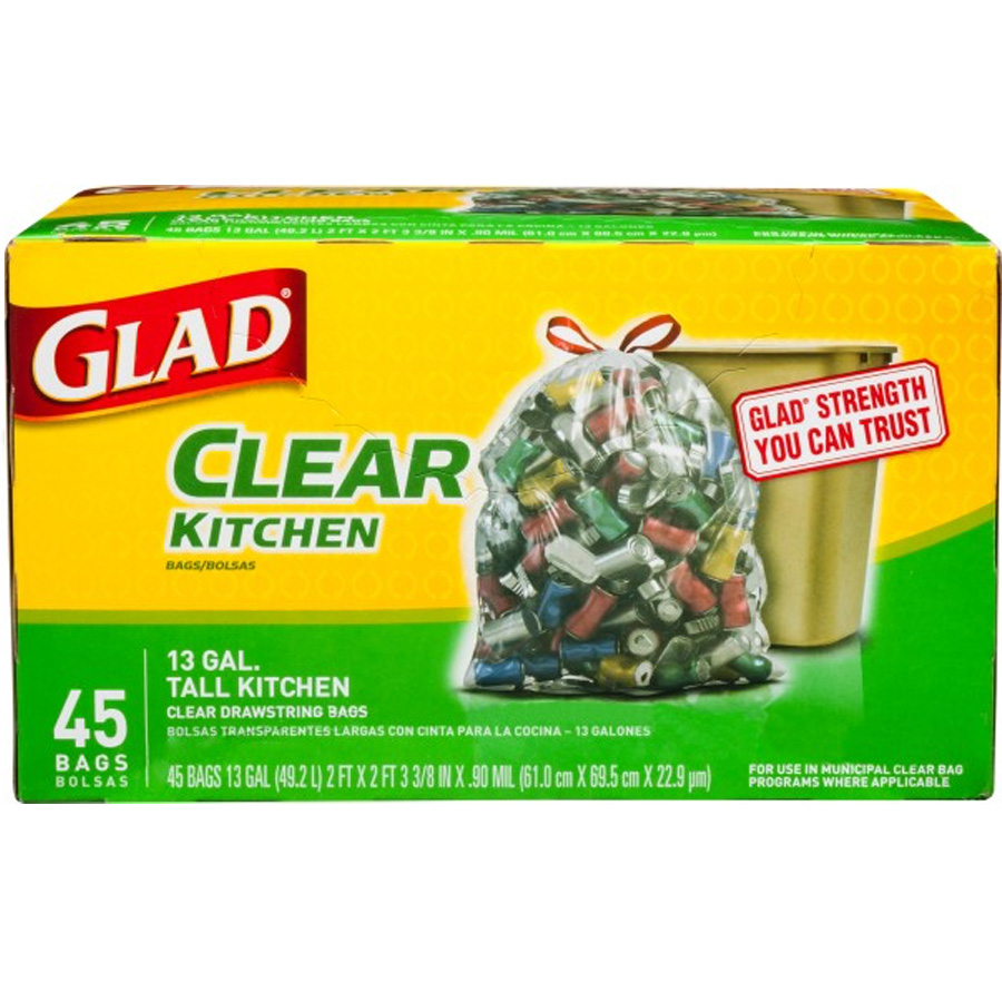 GLAD TALL KITCHEN BAG 45 CT 13 GL WHITE