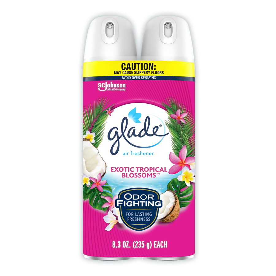 GLADE AIR FRESHENER SPRAY 8 OZ EXOTIC TROPICAL BLOSSOM 2PACK
