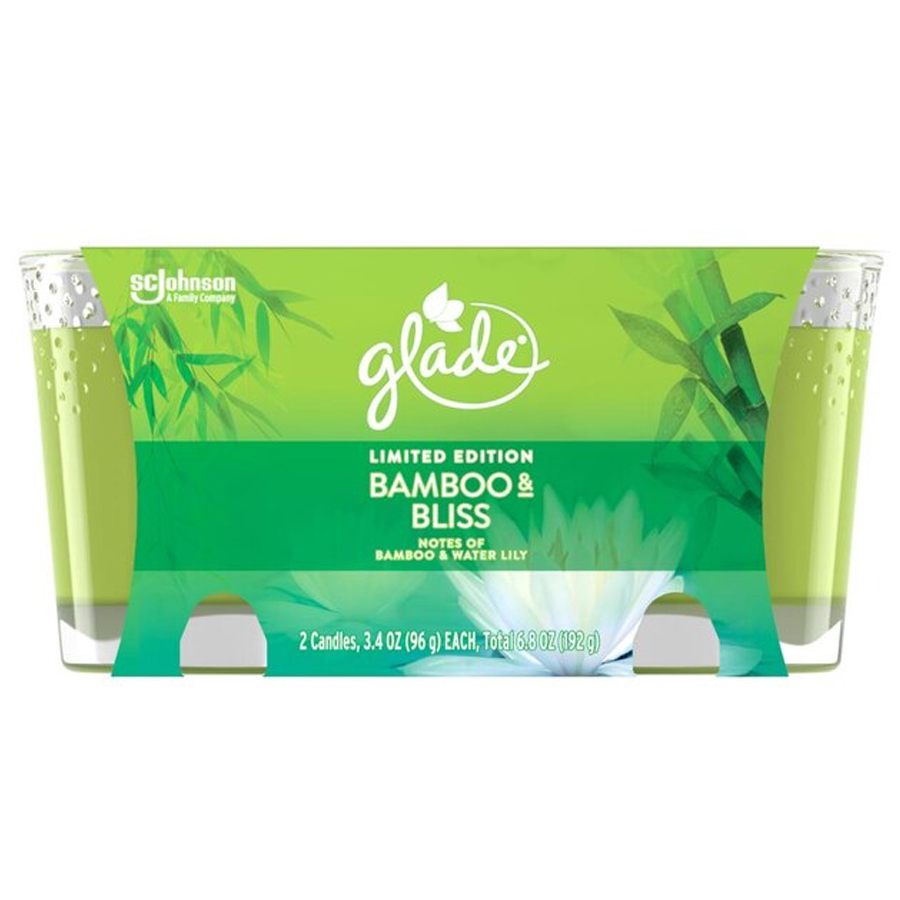 GLADE CANDLE SCENTED 3.4 OZ 2 PK BAMBOO & WATERLILY BLISS
