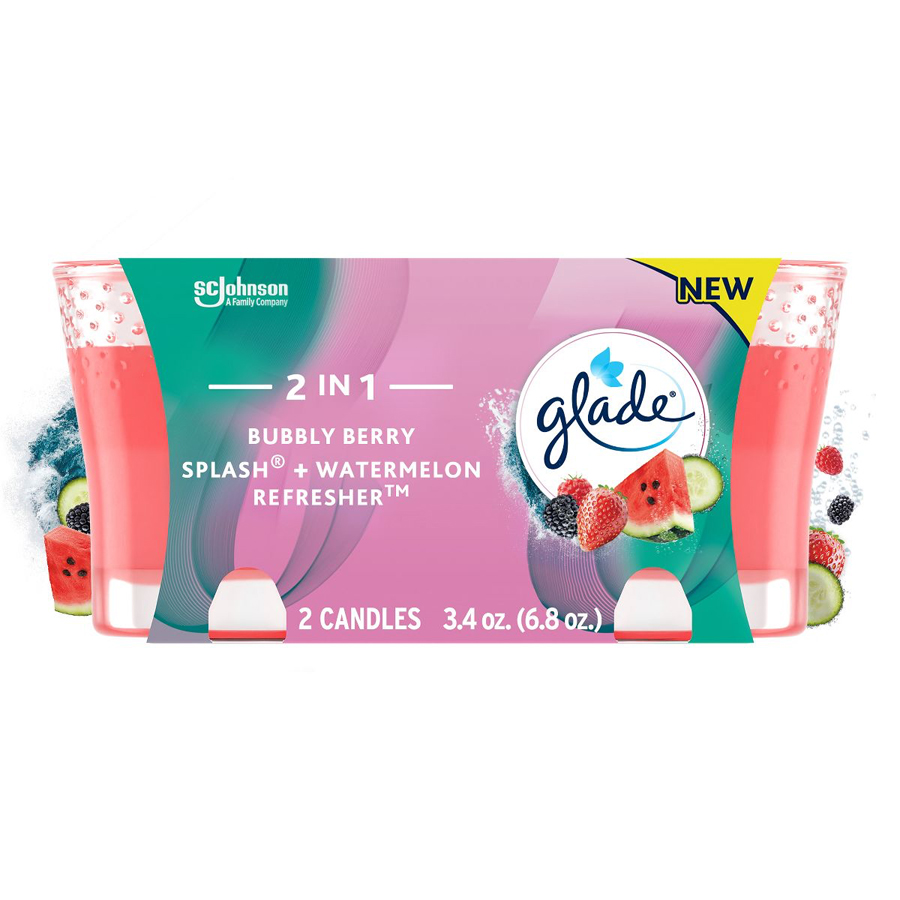 GLADE CANDLE SCENTED 3.4 OZ 2 PK BUBBLY BERRY SPLASH