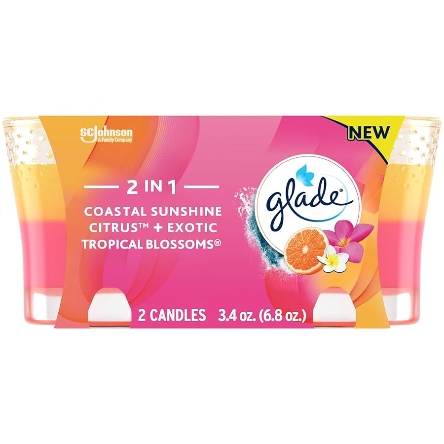 GLADE CANDLE SCENTED 3.4 OZ 2 PK COASTAL SUNSHINE CITRUS