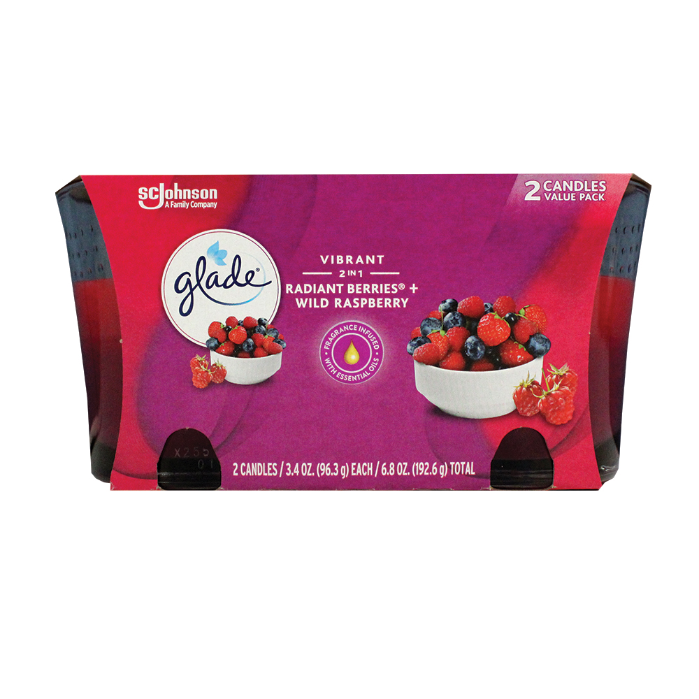 GLADE CANDLE SCENTED 3.4 OZ 2 PK RADIANT BERRIES & WILD RASPBERRY