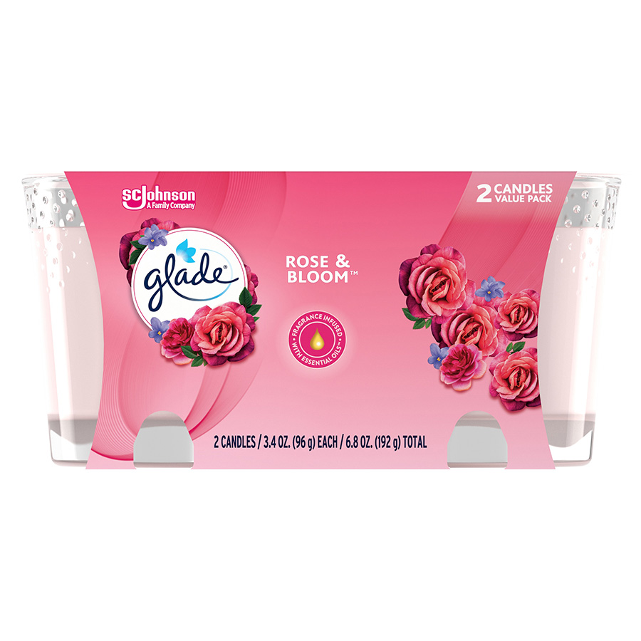 GLADE CANDLE SCENTED 3.4 OZ 2 PK ROSE & BLOOM