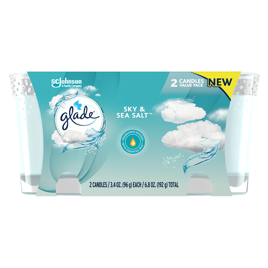 GLADE CANDLE SCENTED 3.4 OZ 2 PK SKY SEA SALT