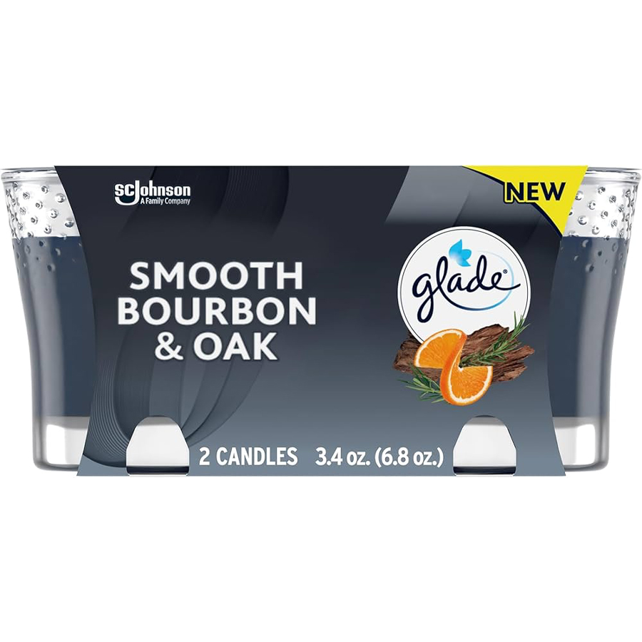 GLADE CANDLE SCENTED 3.4 OZ 2 PK SMOOTH BOURBON & OAK