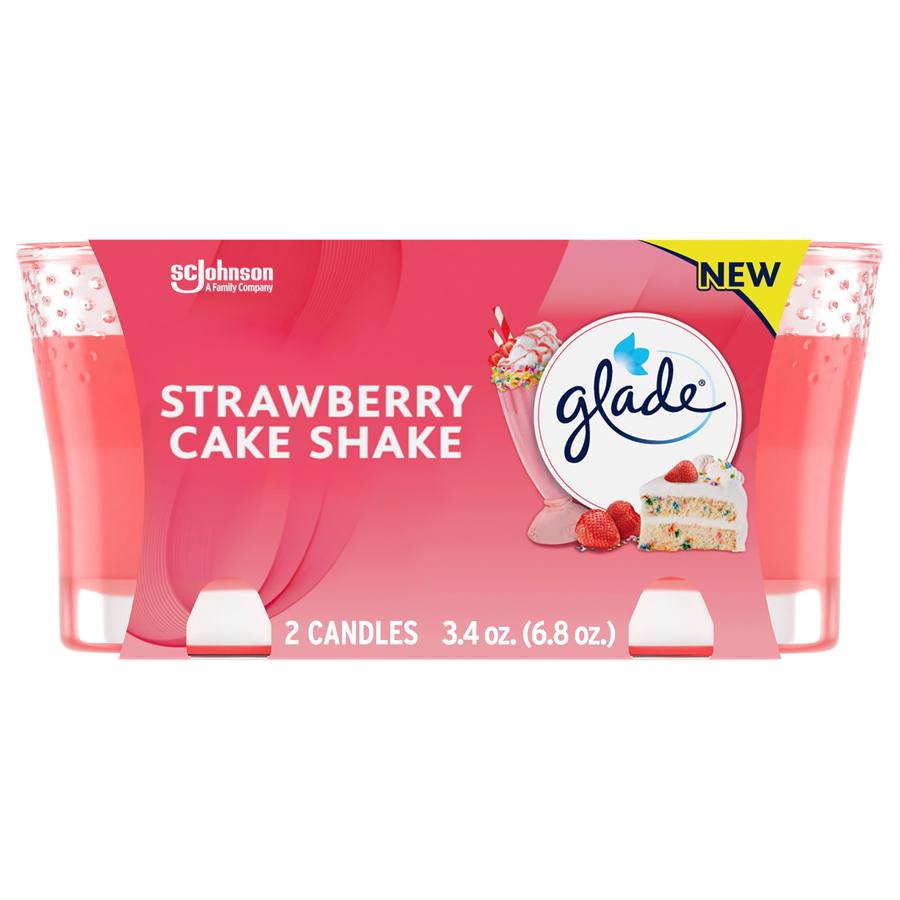 GLADE CANDLE SCENTED 3.4 OZ 2 PK STRAWBERRY CAKE SHAKE