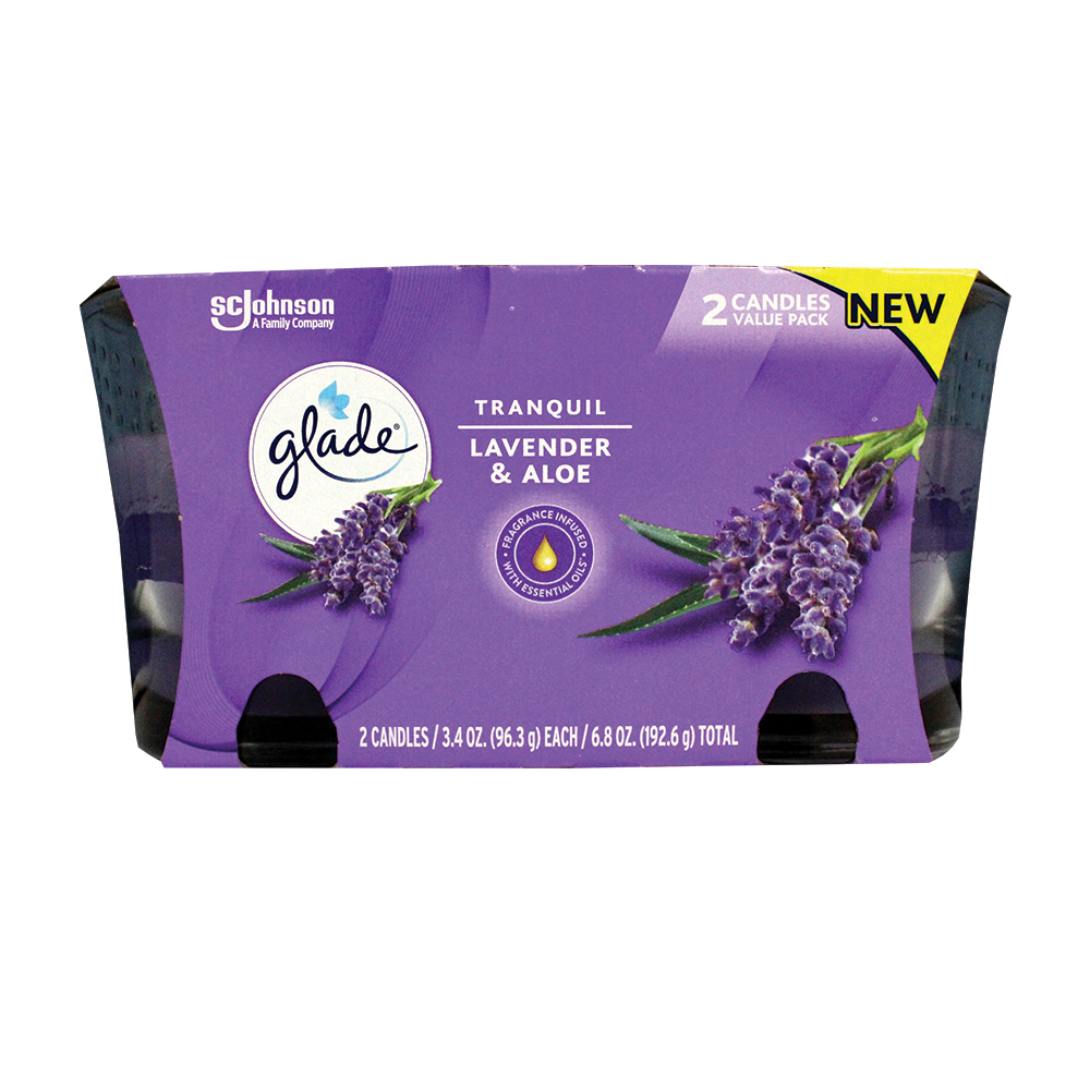 GLADE CANDLE SCENTED 3.4 OZ 2 PK TRANQUIL LAVENDER ALOE