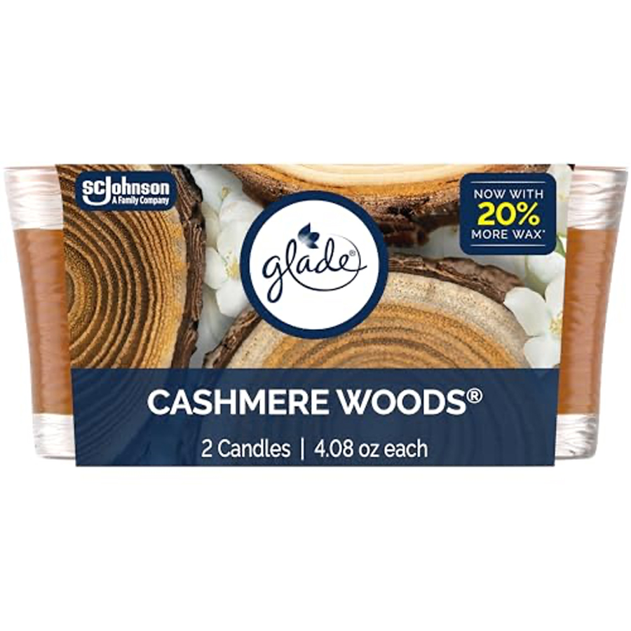 GLADE CANDLE SCENTED 4.08 OZ 2 PK CASHMERE WOODS