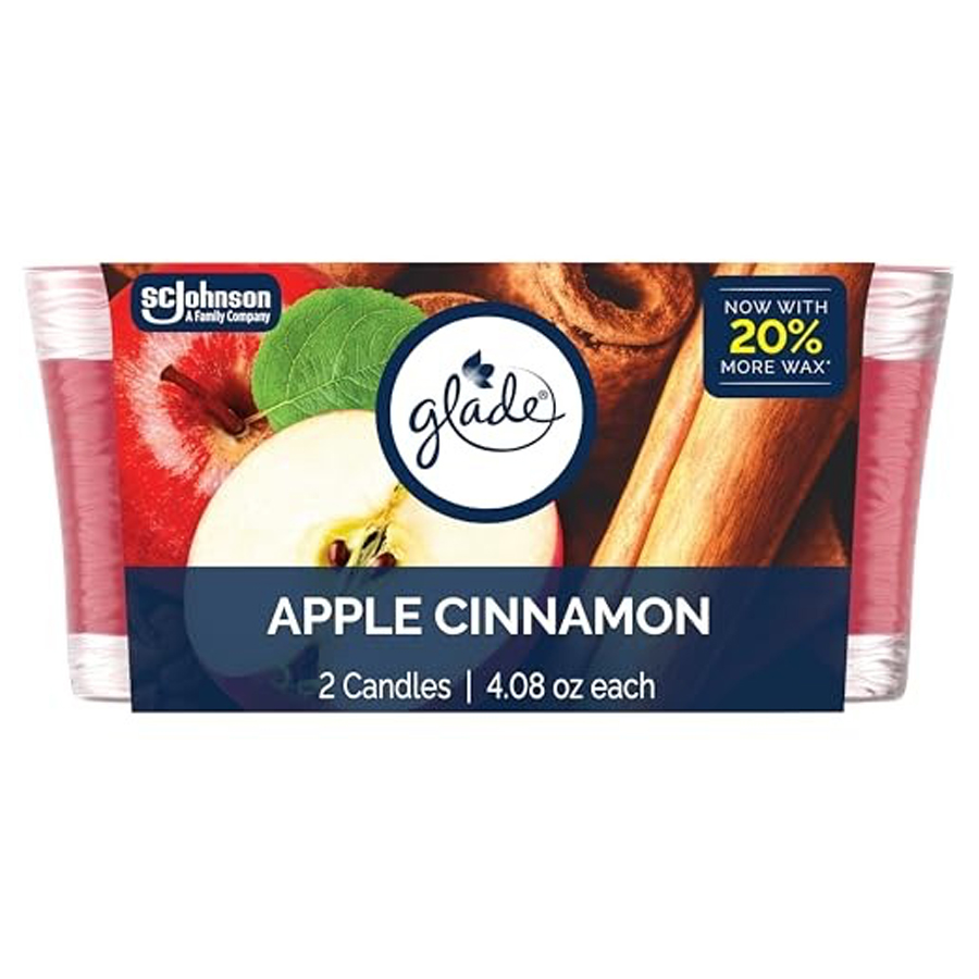 GLADE CANDLE SCENTED 4.08 OZ 2 PK APPLE CINNAMON