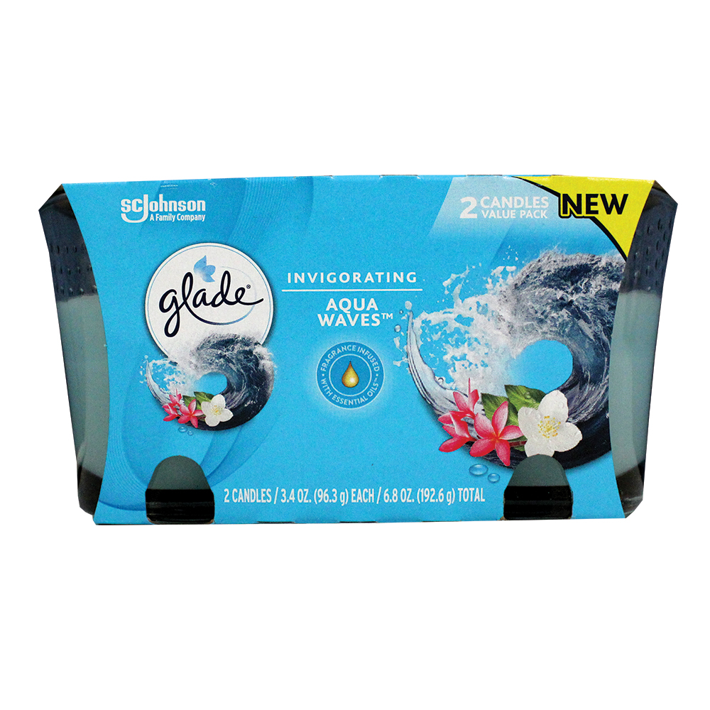 GLADE CANDLE SCENTED 4.08 OZ 2 PK AQUQ WAVES
