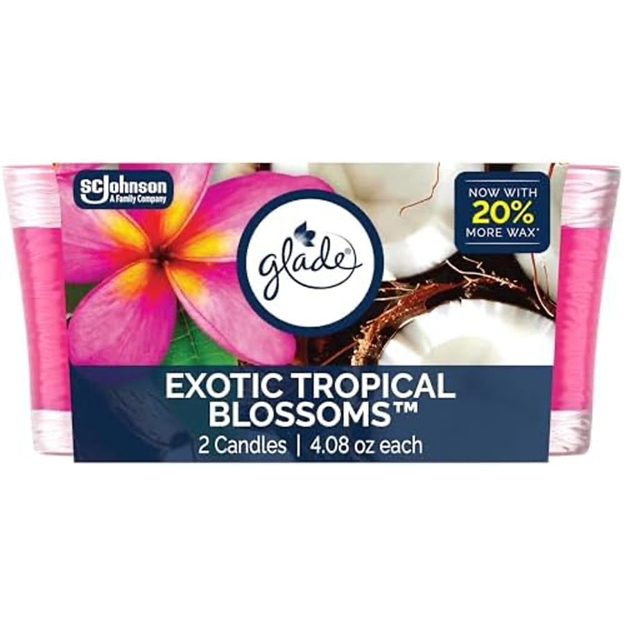 GLADE CANDLE SCENTED 4.08 OZ 2 PK TROPICAL BLOSSOM