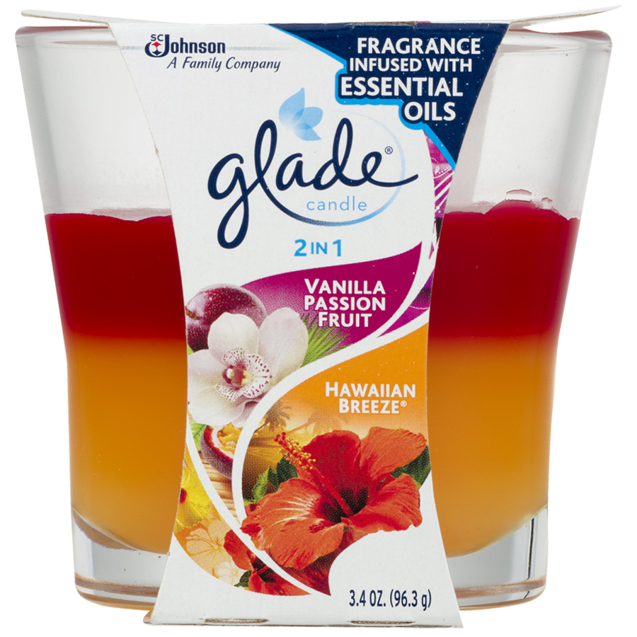 GLADE CANDLE SCENTED 4.08 OZ VANILLA PASSION & HAWAIIAN BREEZE