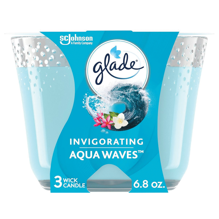 GLADE CANDLE SCENTED 6.8 OZ INVIGORATING AQUA WAVES