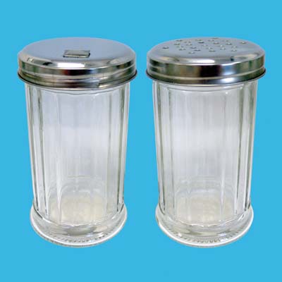 GLASS DISPENSER FOR SALT/PEPPER 11 OZ IN DISPLAY