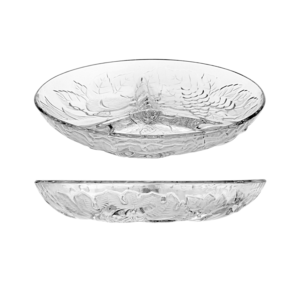 GLASS TRAY 8 IN WITH DIVIDER