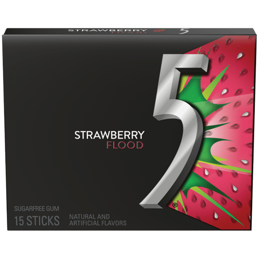 5 GUM 15 STK STRAWBERRY FLOOD