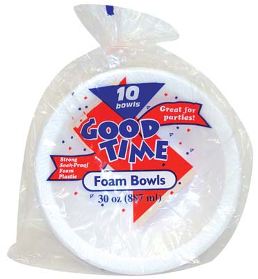GOOD TIME FOAM BOWL 30 OZ 10 CT