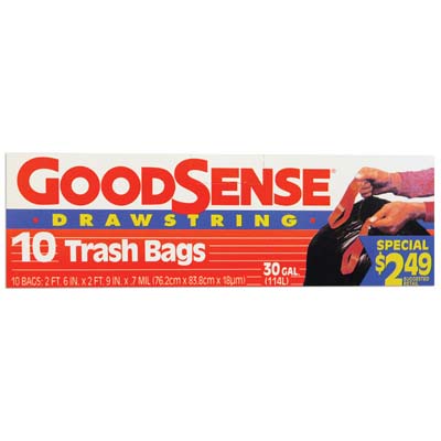 GOODSENSE TRASH BAG 30 GL 10 CT DRAWSTRING PREPRICED 2.49 (GDS9DT10)