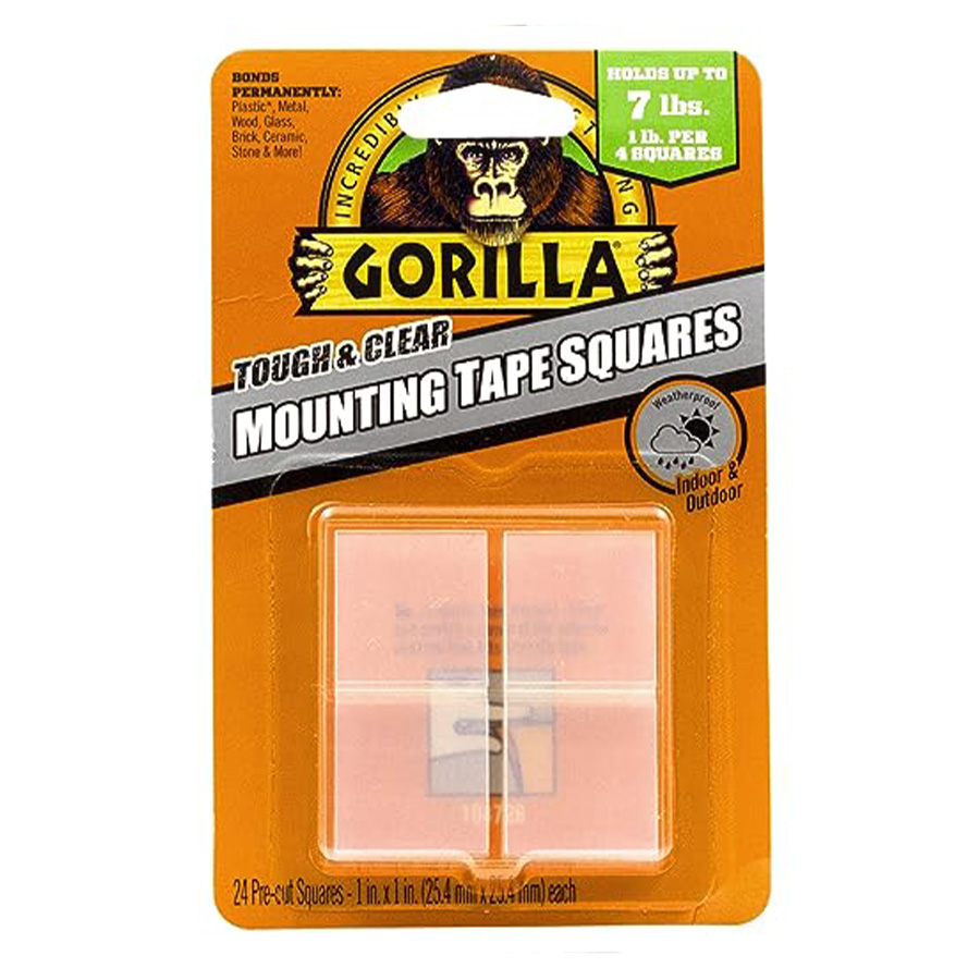 GORILLA MONTTING TAPE SQURES 24 CT DOUBLE SIDED TOUGH & CLEAR