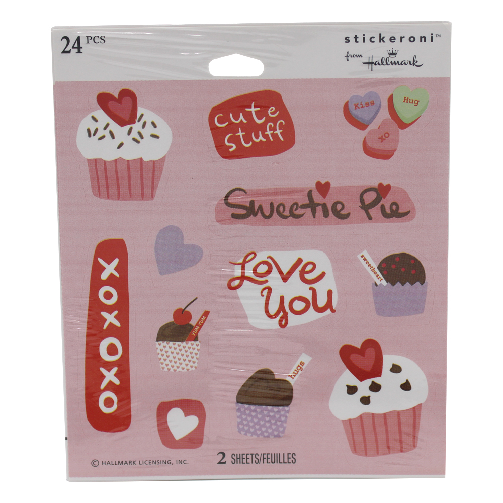HALLMARK VALENTINES STICKERS 2 SHEETS PREPRICED $1.00