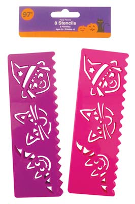 HALLOWEEN STENCILS 8 CT PURPLE / PINK
