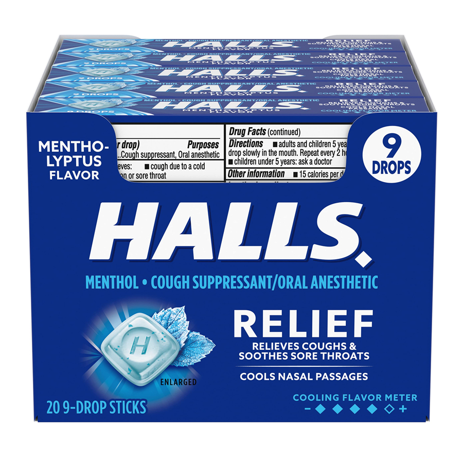 HALLS COUGH DROPS 27.9 G MENTHOL LYPTUS