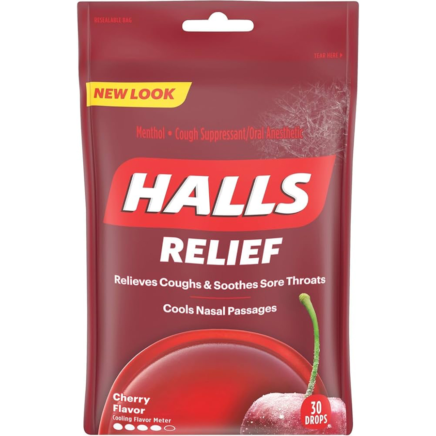 HALLS COUGH DROPS 30 CT CHERRY