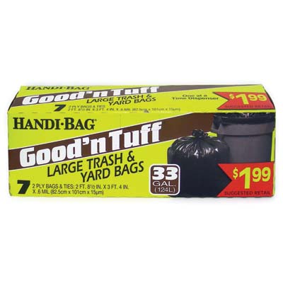 HANDI BAG TRASH BAG 33 GL 7 CT GOOD & TUFF PREPRICED 1.99