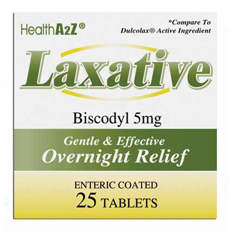 HEALTH A 2Z LAXATIVE 5 MG 25 CT TABS BISCODYL ( COMPARE TO DULCOLOX)