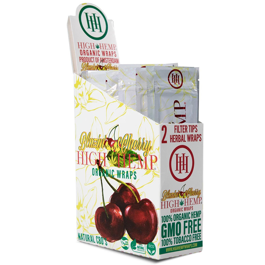 HIGH HEMP WRAPS 2 CT BLAZIN CHERRY BOX