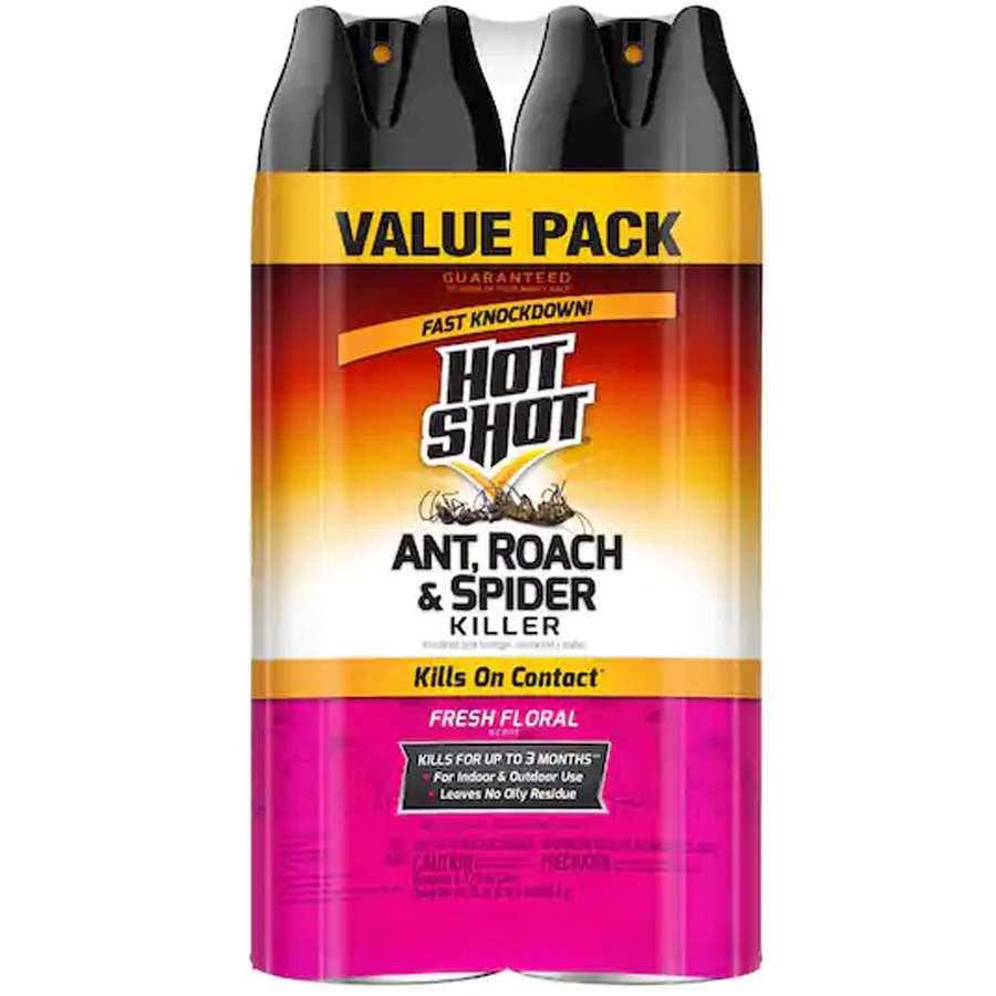 HOT SHOT ANT, ROACH & SPIDER KILLER SPRAY 17.5 OZ 2 PK FRESH FLORAL SCENT