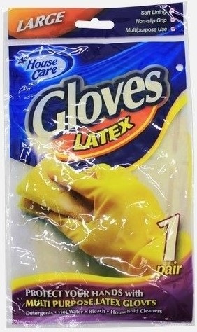 HOUSE CARE LATEX GLOVES 1 PK LARGE