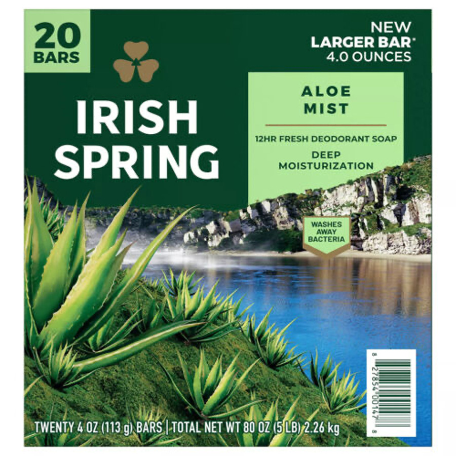 IRISH SPRING BAR SOAP 4 OZ 20 PK ALOE MIST