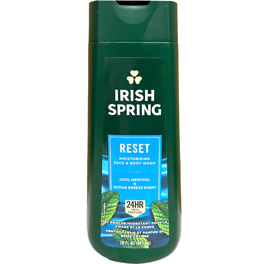 IRISH SPRING BODY WASH 20 OZ RESET COOL MENTHOL & OCEAN BREEZE