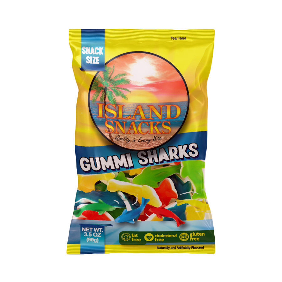 ISLAND SNACKS GUMMY SHARKS 3.5 OZ