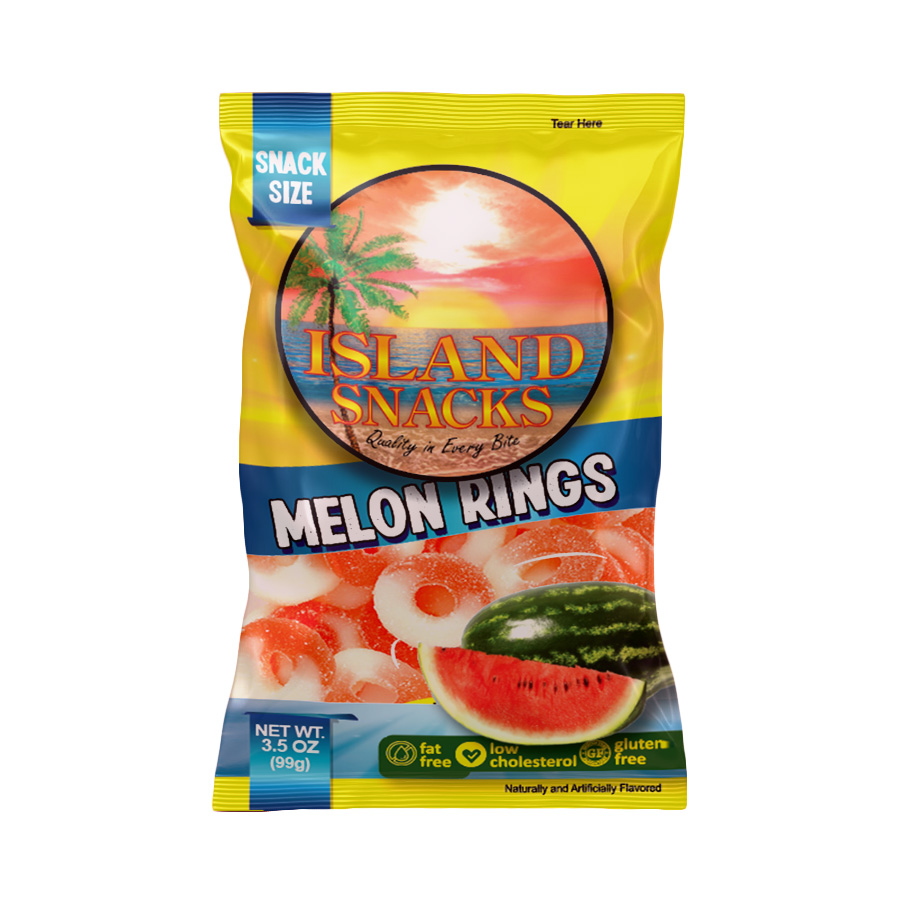 ISLAND SNACKS MELON RINGS 3.5 OZ