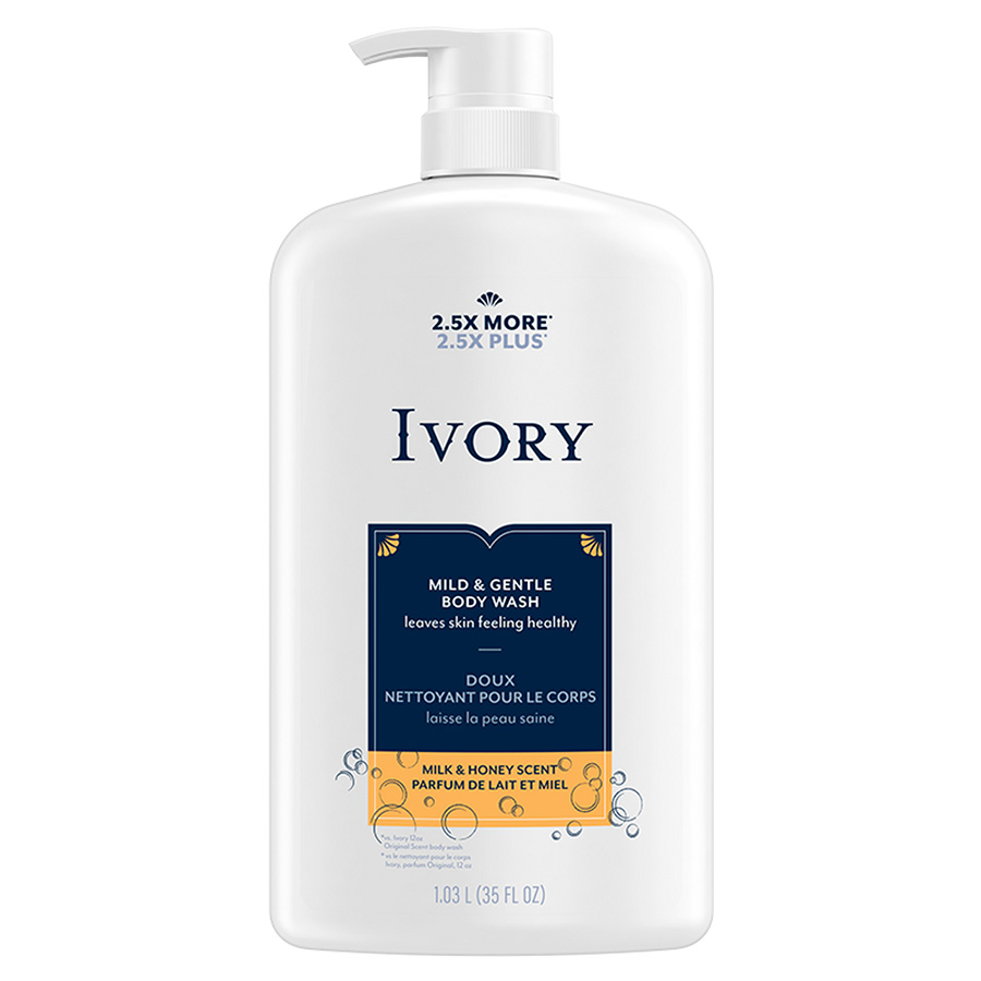 IVORY BODY WASH 35 OZ MILK & HONEY WITH PUMP