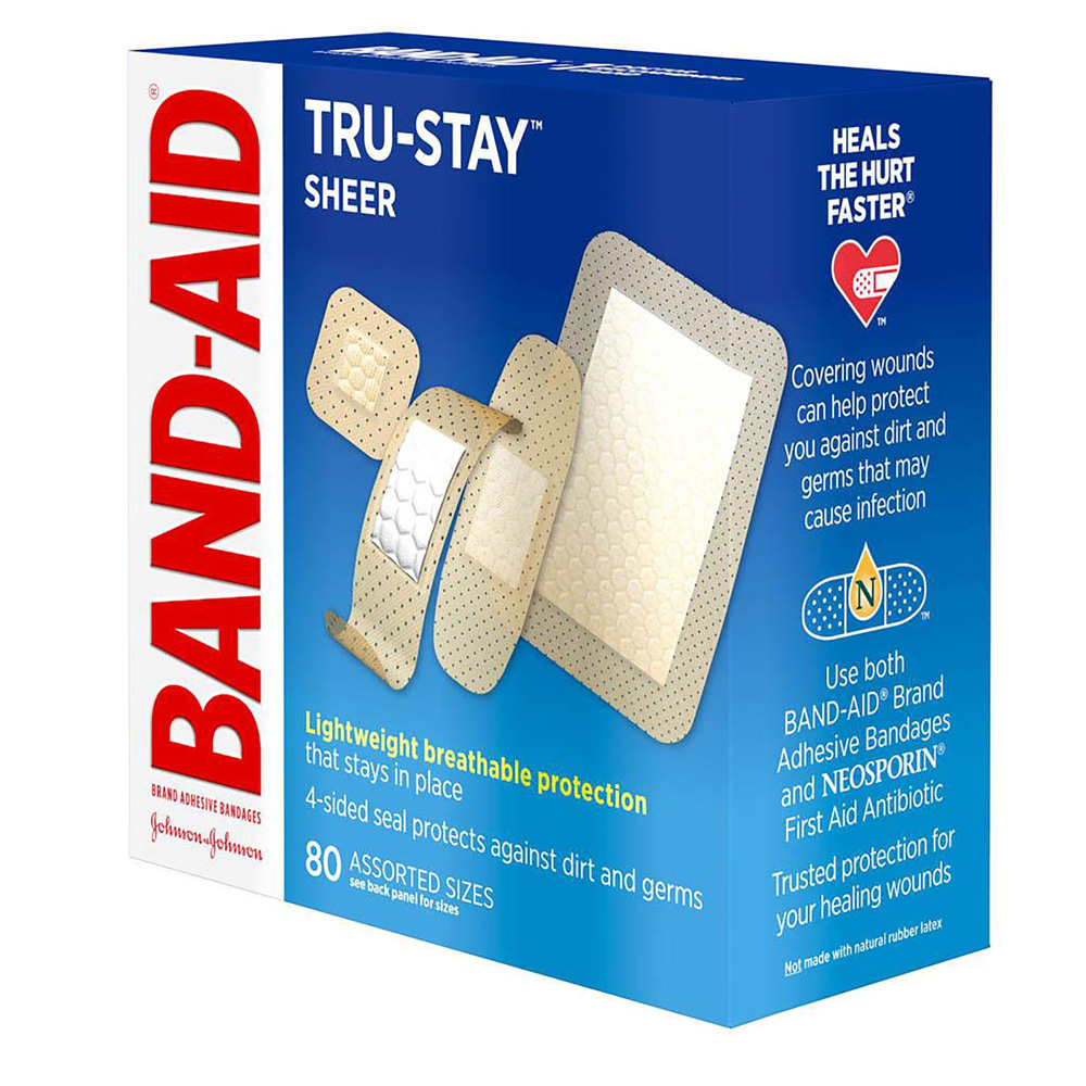 JOHNSON'S FIRST AID & BANDAGES 3 CT TRU STRAY SHEER 80 ASSORTED
