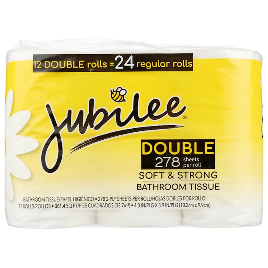 JUBILEE BATHROOM TISSUE 4 ROLLS OF 278 SHEETS "2-PLY DOUBLE ROLLS"