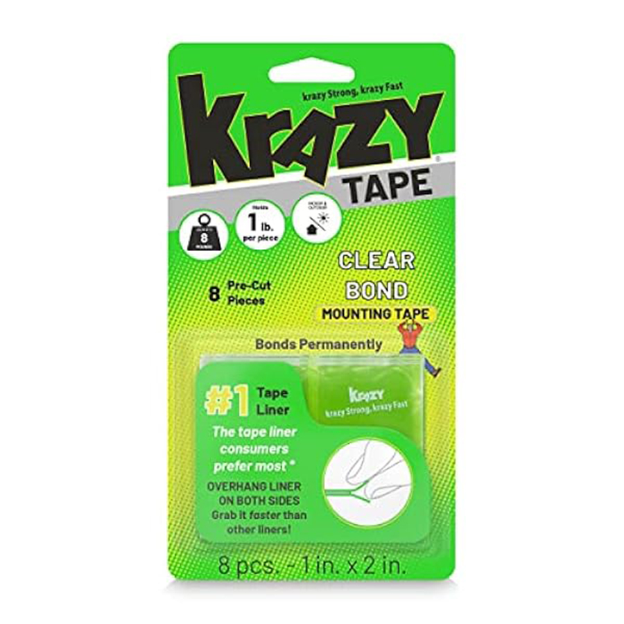 KRAZY TAPE 8 CT CLEAR BOND DOUBLE SIDED MOUNTING TAPE 2 IN ADHESIVE STRIPS (ONLY FOR AUTOZONE)