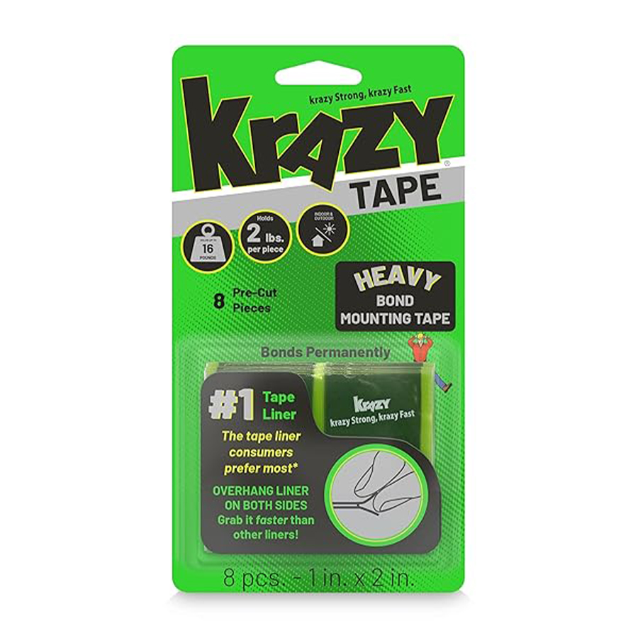 KRAZY TAPE 8 CT HEAVY BOND DOUBLE SIDED MOUNTING TAPE 2 IN ADHESIVE STRIPS (ONLY FOR AUTOZONE)