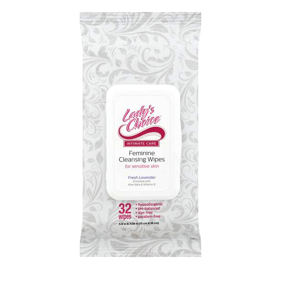 LADY'S CHOICE FEMININE CLEANSING WIPES 32 CT FRESH LAVENDER