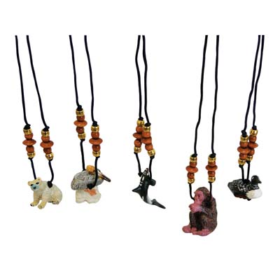 LAND & SEA WOODEN NECKLACE 1 PK ASSORTED ANIMAL DESIGNS