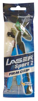 LASER RAZORS DISPOSABLE 2 CT MEN TWIN BLADE FIRM GRIP