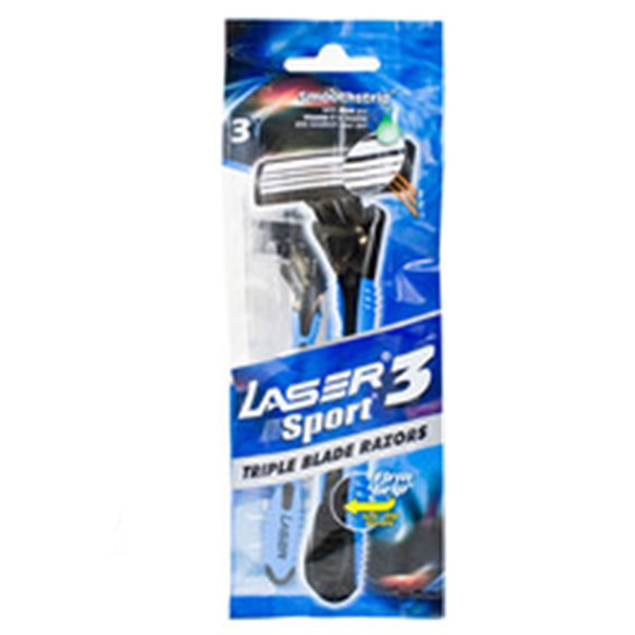 LASER RAZORS DISPOSABLE 3 CT SPORT 3 BLADES
